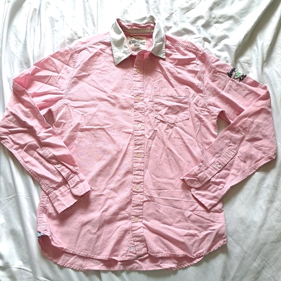 Aeropostale | Pastel pink men's casual button up shirt - Picture 2 of 9